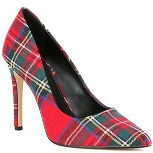New Gianni Bini Women's Red Tartan Plaid Heels size 8